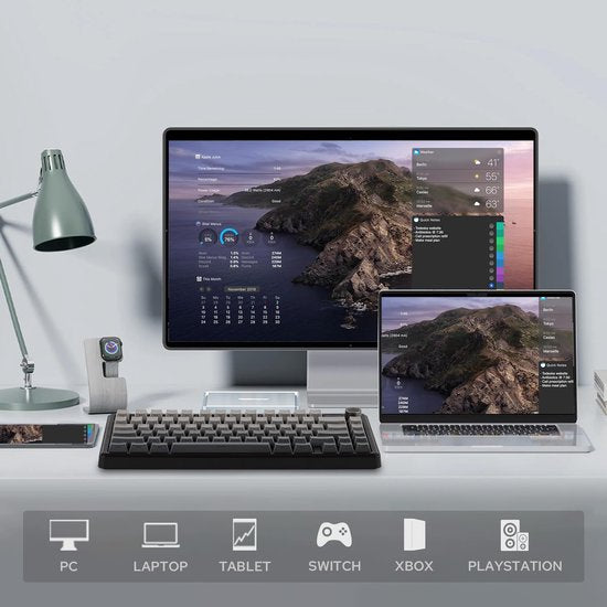 AULA F75 MAX - Zwart/Grijs - Mechanisch Draadloos Toetsenbord - RGB - 75% - QWERTY - Gaming Keyboard - Leobog Reaper Switch