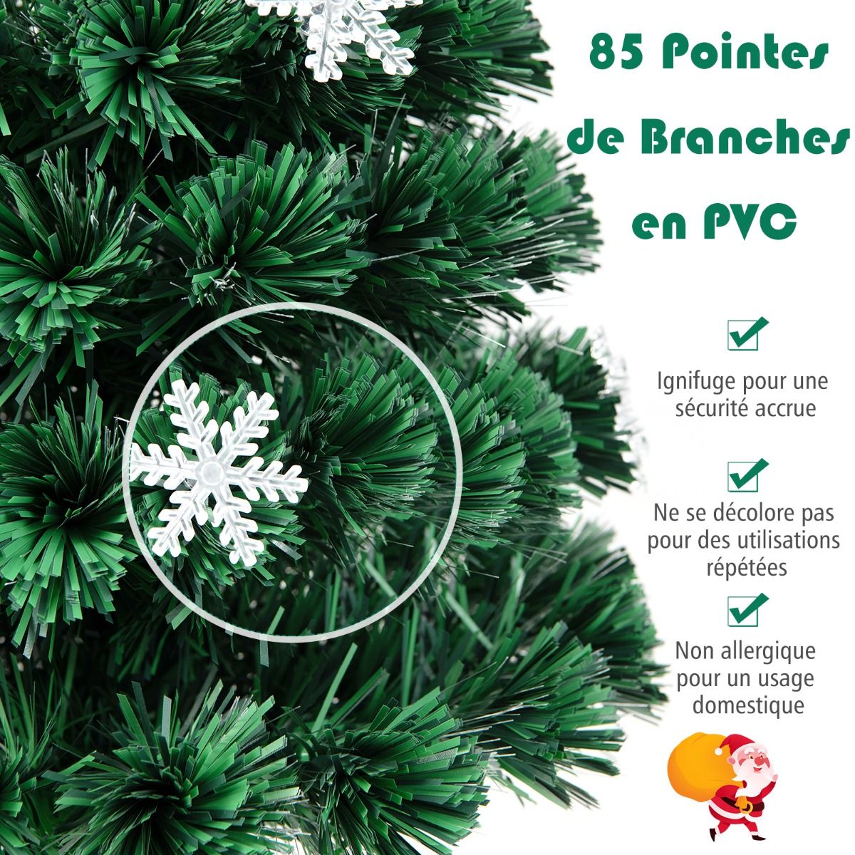 Kunstkerstboom met glasvezel verlichting en decoratie - Kerstboom - Kerst - LED - 90 cm