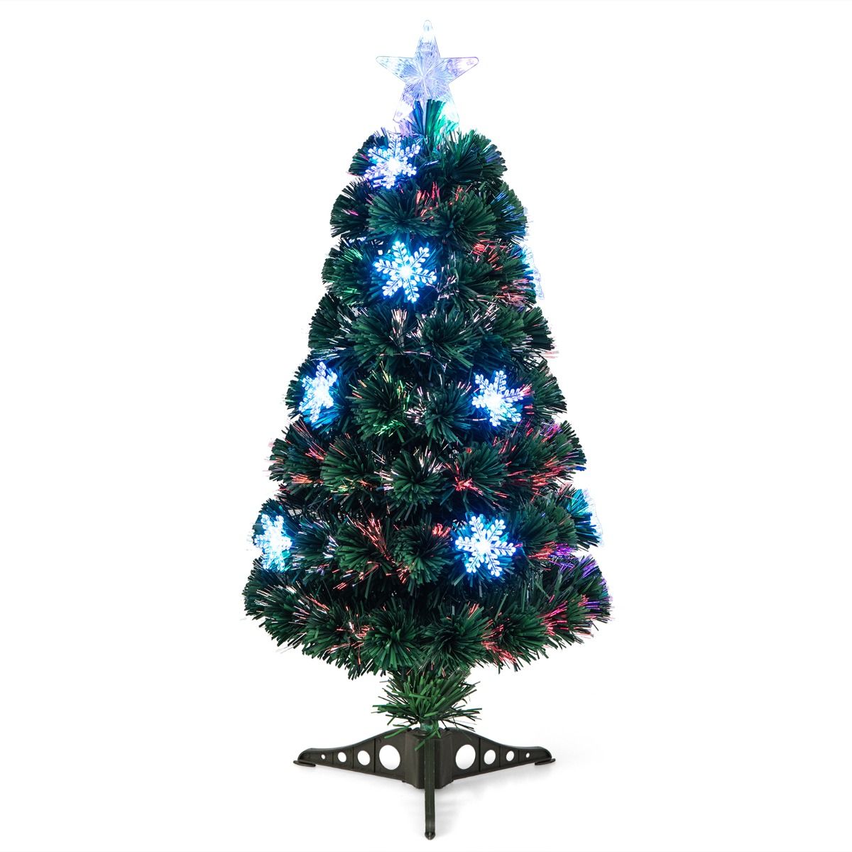 Kunstkerstboom met glasvezel verlichting en decoratie - Kerstboom - Kerst - LED - 90 cm
