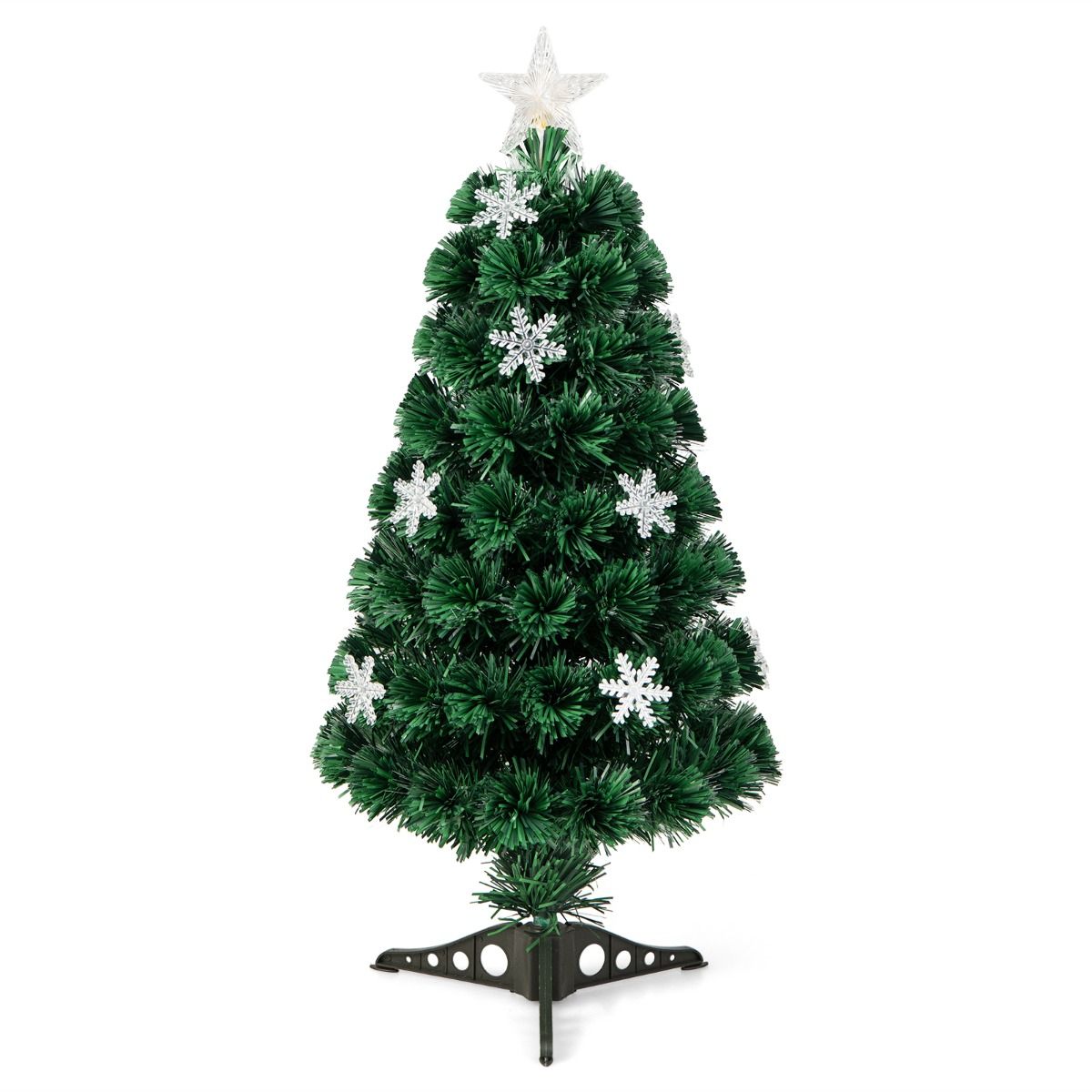 Kunstkerstboom met glasvezel verlichting en decoratie - Kerstboom - Kerst - LED - 90 cm