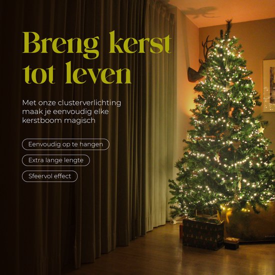 Giftmas Kerstboomverlichting - Kerstverlichting Buiten - 24M Clusterverlichting - 1200 Warm Witte LED’s - Binnen en Buiten - Warme Sfeerverlichting