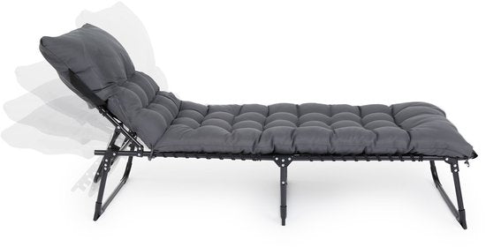 909 Outdoor Premium Ligbed met comfortabel kussen - Verstelbare Rugleuning - 189x59x30cm - Max draagvermogen: 110KG