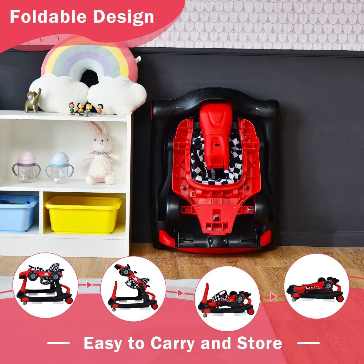 Coast Loopwagen - 4-in-1 - Max. 15 - Rood / Zwart