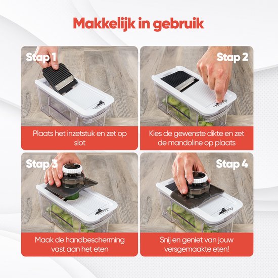 Stosh Mandoline - Groentesnijder - Uiensnijder - Spiraalsnijder - Frietsnijder - Rasp - 6-delig - BPA vrij