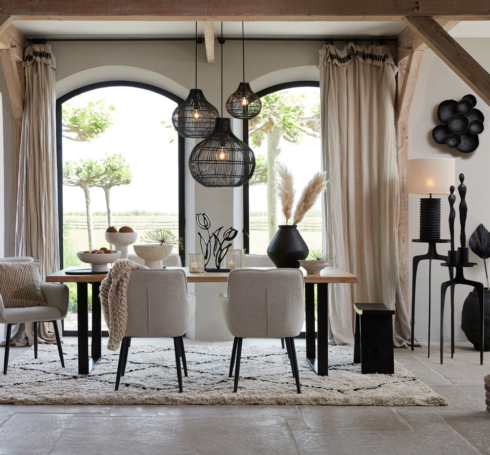 Light & Living PACINO Hanglamp Ø50x51,5 cm – Zwart Rotan – Modern & Natuurlijk Design – E27