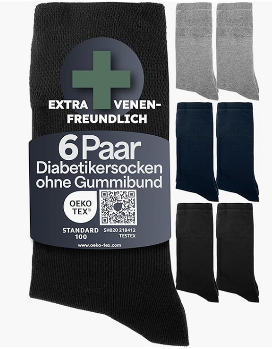 HELDENWERK - Gezondheidssokken & Diabetessokken - 6 Paar (Mix) - Zwart, Grijs & Navy Blauw Katoen - Zonder Knelboord & Naadloos - Maat 43-46 - Drukarm - Unisex