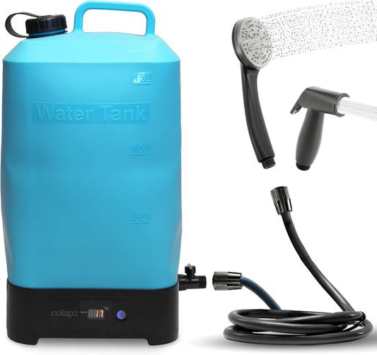 Colapz Draagbare Campingdouche Warm Water tot 42°C – 15L – Buitendouche met Pomp – Compact & BPA-vrij - Inclusief Reistas