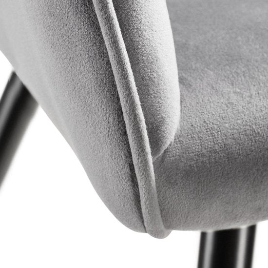 tectake® - Stoel - eetkamerstoel - Marilyn fluweellook zwart / grijs - 403659