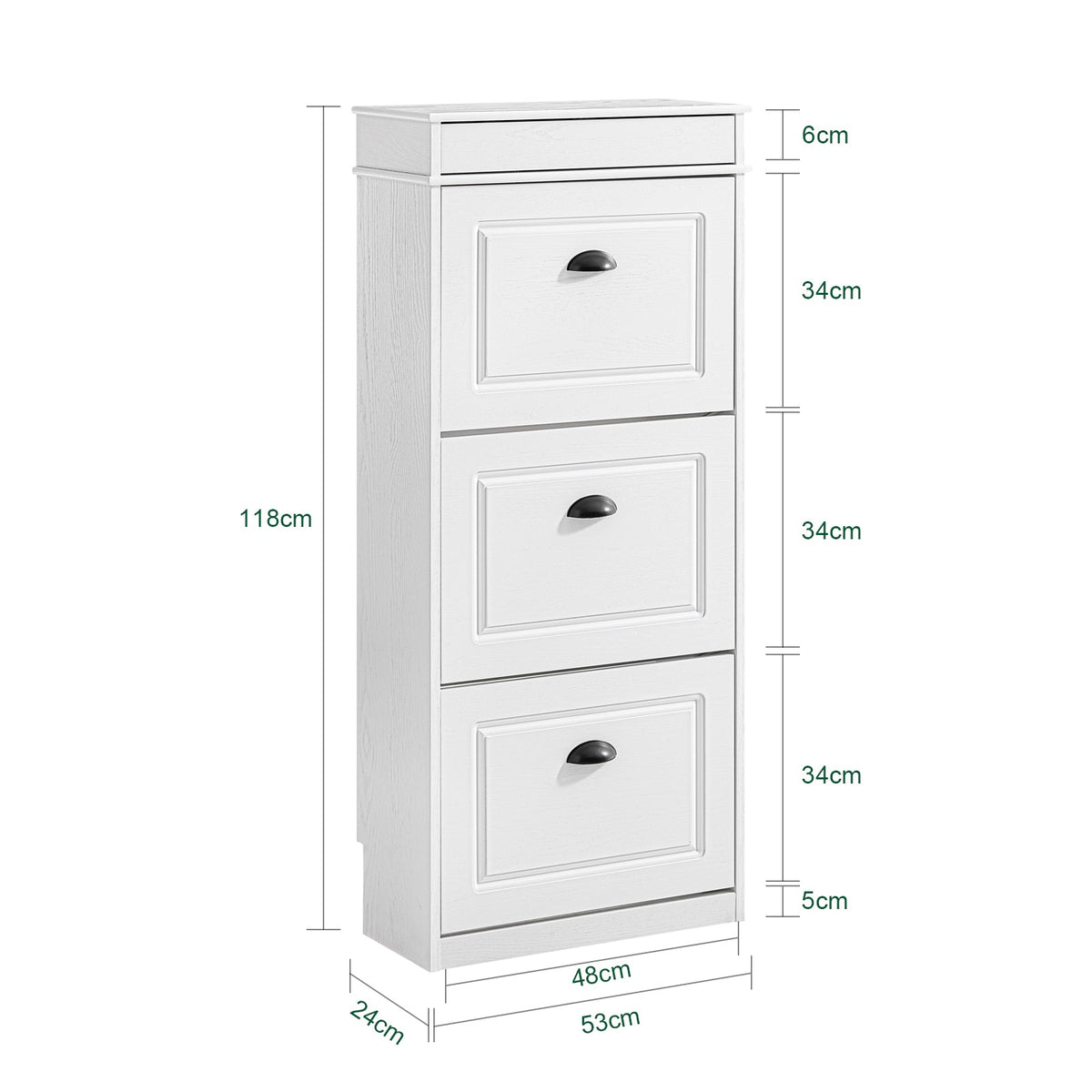 SoBuy FSR94-WG Schoenenkast 3 Kleppen 12 Paar, 53 x 24 x 118 cm, Verouderd Houteffect/Wit