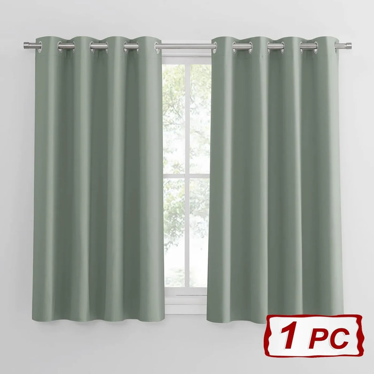 Pony Dance Verduisterend Gordijn met Ringen - 132 × 137 cm - Saliegroen