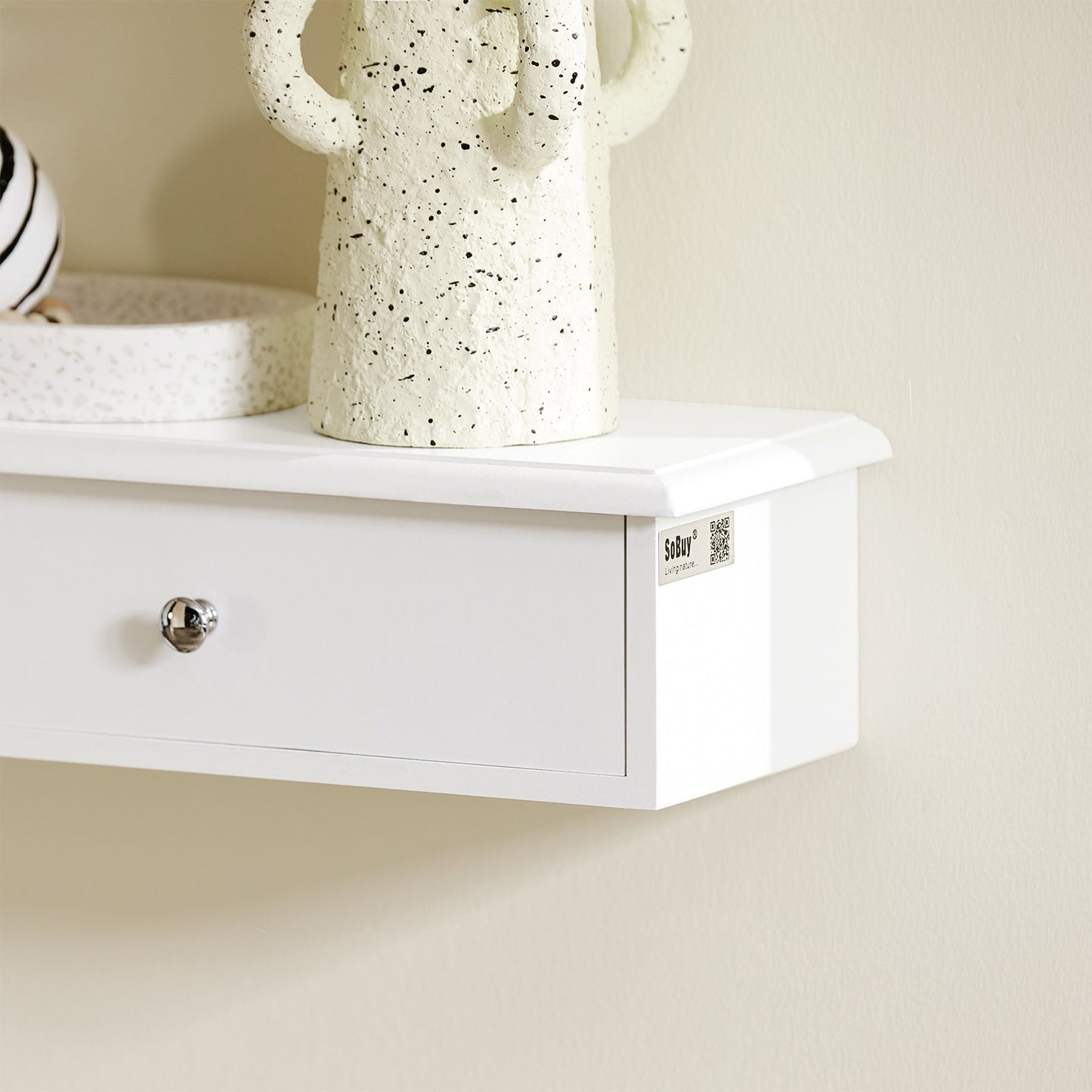 SoBuy Wandplank Met 3 Lades – 91 x 15 x 10 cm – MDF Wit – Modern & Functioneel – Max. 10 kg