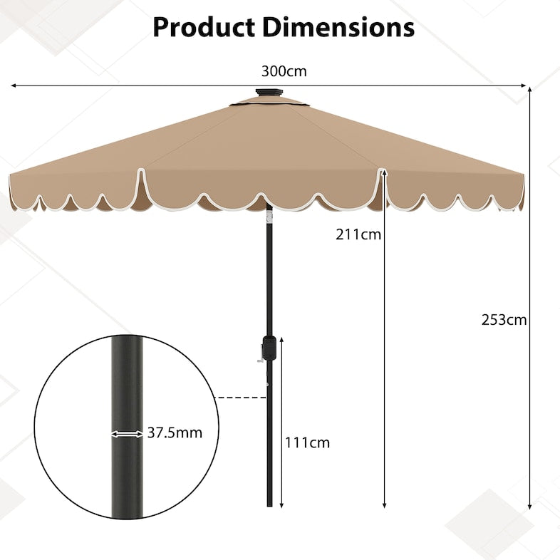 Coast Zonnescherm - 35° kantelbaar - slingerbediening - 300 cm - beige