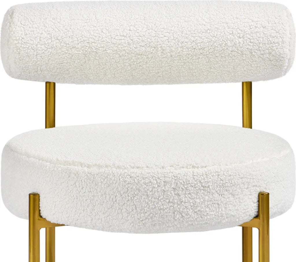 Yaheetech Loungestoel 63 × 58 × 65 cm – Wit Bouclé – Moderne Relaxstoel met Ronde Zitting en Metalen Poten