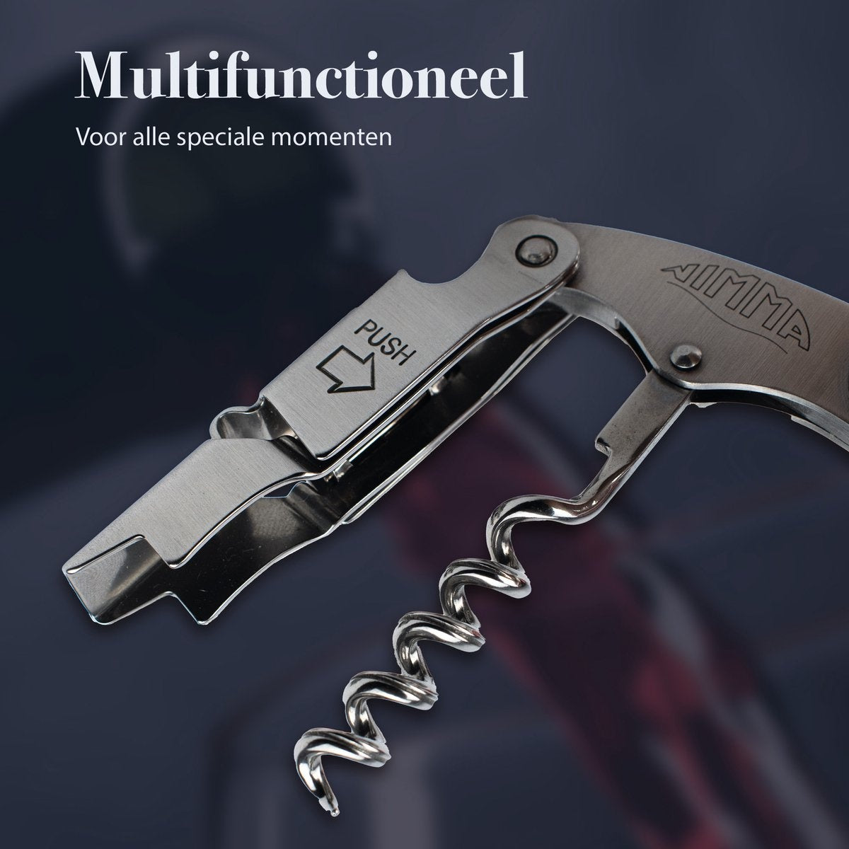 Nimma® Kurkentrekker - Multifunctioneel - Wijnopener - Kelnersmes - Wijn / Bier Accessoires - Opener - RVS