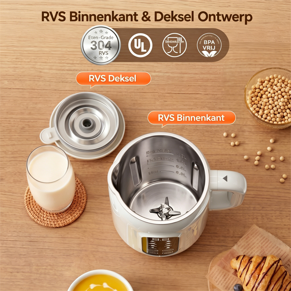 IAGREEA 10-in-1 notenmelkmaker met roestvrijstalen deksel - BPA-vrij materiaal perfect voor zelfgemaakte amandelmelk