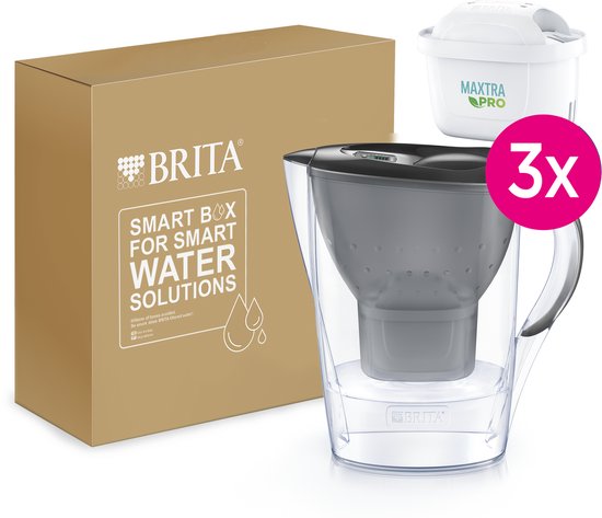 BRITA Waterfilterkan Marella Cool - 2,4L - Grijs - incl. 3 MAXTRA PRO Pure Performance waterfilterpatronen - Voordeelverpakking
