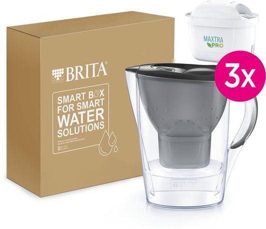 BRITA Waterfilterkan Marella Cool - 2,4L - Grijs - incl. 3 MAXTRA PRO Pure Performance waterfilterpatronen - Voordeelverpakking