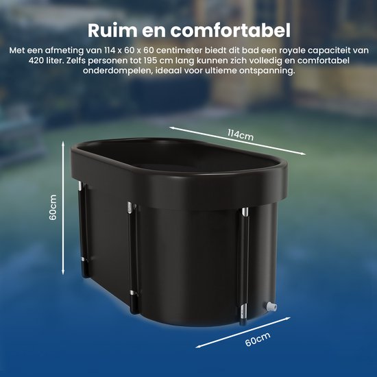 IJsbad XL - 420L - Opvouwbaar Zitbad - met Deksel - Ice Bath - Met Accessoires - Zwart - van Faas