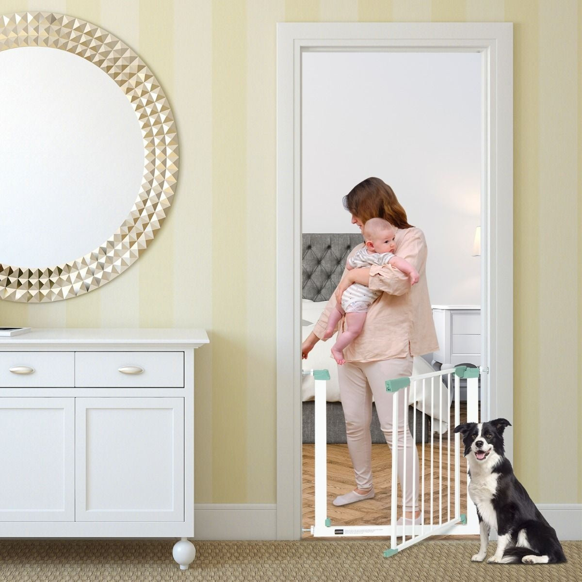 Coast Traphekje Extra hoog - Incl. Verlengstukken - Voor Huisdieren en Baby's - Groen / Wit