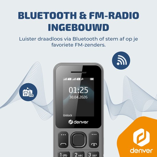 Denver Senioren Mobiele Telefoon 4G - GSM - Smartphonevrij opgroeien - FM Radio - Dual Sim - Simlockvrij - Model 2026 - FAS1880L