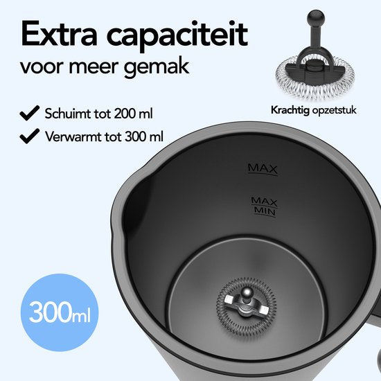 Aviro Melkopschuimer Met Schenktuit - Elektrisch - 300ML - 4-in-1 - Melkschuimer - Melkklopper - Milk Frother - Zwart