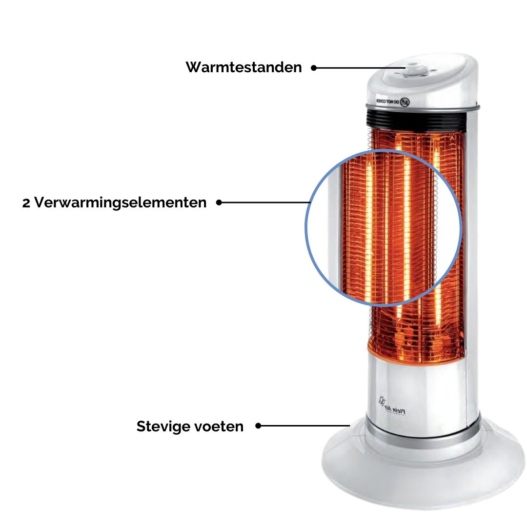 Plein Air Heater PAT-1200 - Keramische Kachel - 1200W -Roteerfunctie - 79 x 28 x 18,5 cm cm
