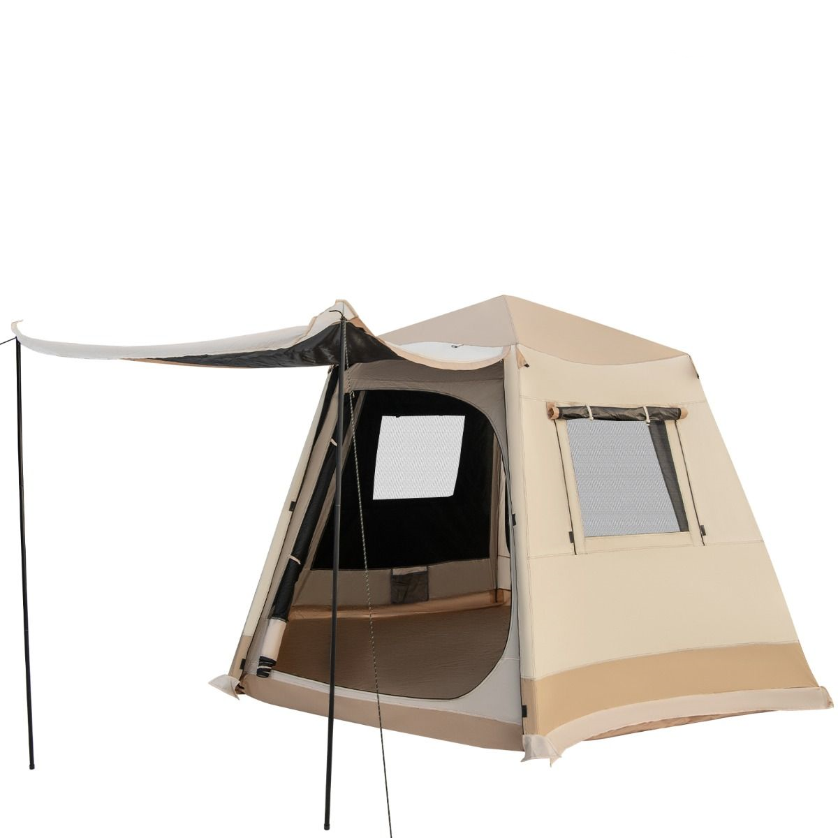 Coast Pop-up Campingtent - Automatisch opzetbaar - Dubbellaags kabinentent - Beige 330 x 270 x 200 cm