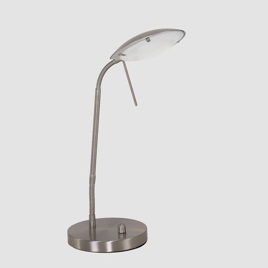 Stalen Tafellamp Biron 1315ST - Kantelbaar en Verstelbaar - Modern Design - Mexlite - Inclusief 194 cm Snoer - Hoogte 25-46 cm