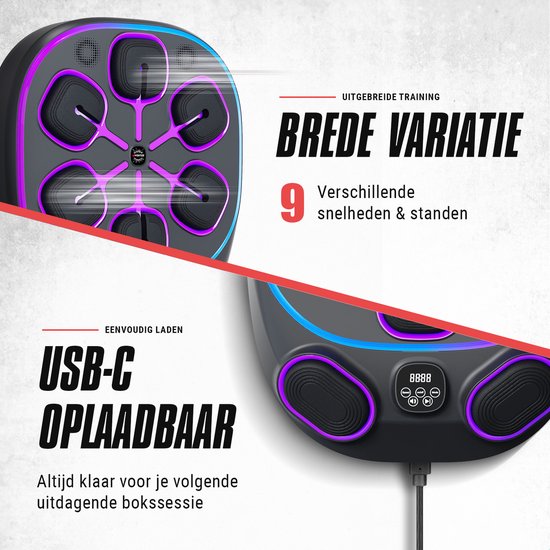 Inventus Boxing Machine PRO - Incl. Bokshandschoenen - Boksmachine Installatie Zonder Boren - Reflex Muziek Boksen - Smart Bluetooth Boxmachine - Sporten Boks Trainen - Bokszak / Boksbal - USB Oplaadbaar - Voor volwassenen
