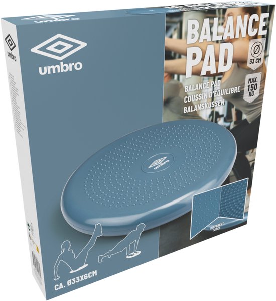 Umbro Balanskussen - Ø 33 CM - Volwassenen en Kinderen - Wiebelkussen - Blauw