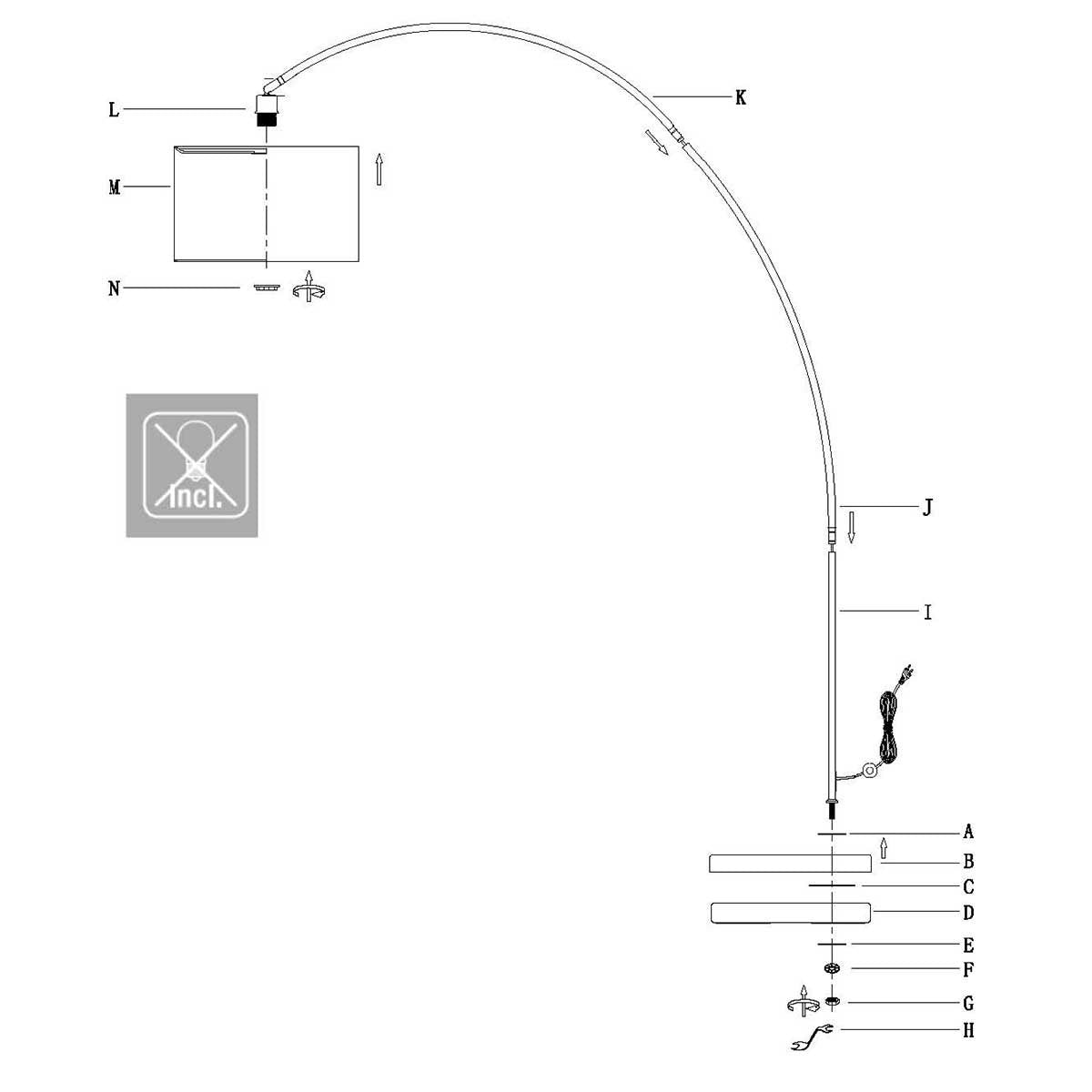Mexlite - Bikkel Hanglamp XL - 152 x 185 cm - Mat Zwart - Industrieel Design - E27 Fitting - Robuuste Fabriekslamp