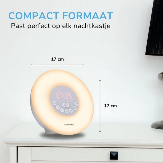 Grundig Digitale Licht Wekker met 10 Natuurlijke Geluiden en Kleurenverlichting - Wake-Up Light met FM-Radio