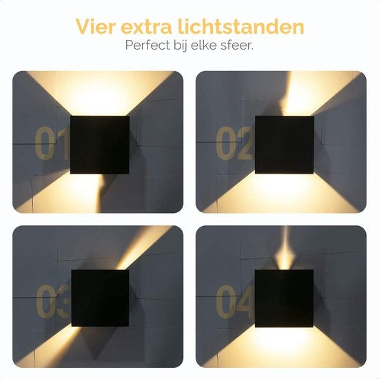 Goliving lamp – Wandlamp zwart binnen en buiten – Kubuslamp industrieel – Buitenlamp - Waterdichte LED-verlichting - Energiezuinig en roestvrij - 10x10x10 cm