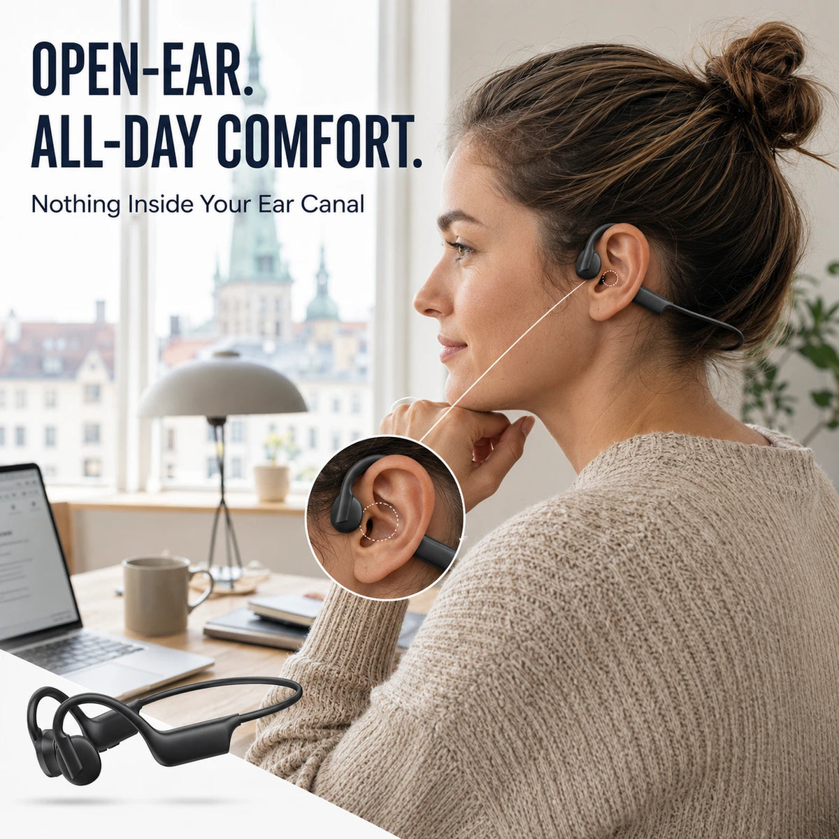 Verbex K08 Bone Conduction Oordopjes - Bluetooth - Open-Ear - Zwart - Sport - Handsfree Bellen