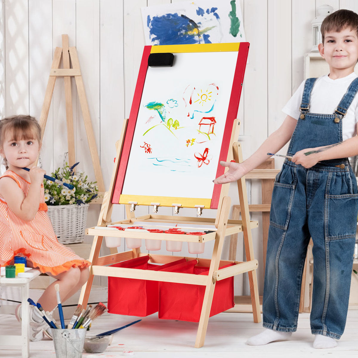 Coast 3 in 1 Schilderbord Voor Kinderen Dubbelzijdig Whiteboard & Krijtbord - 52.5 x 51.5 x 106.5 cm
