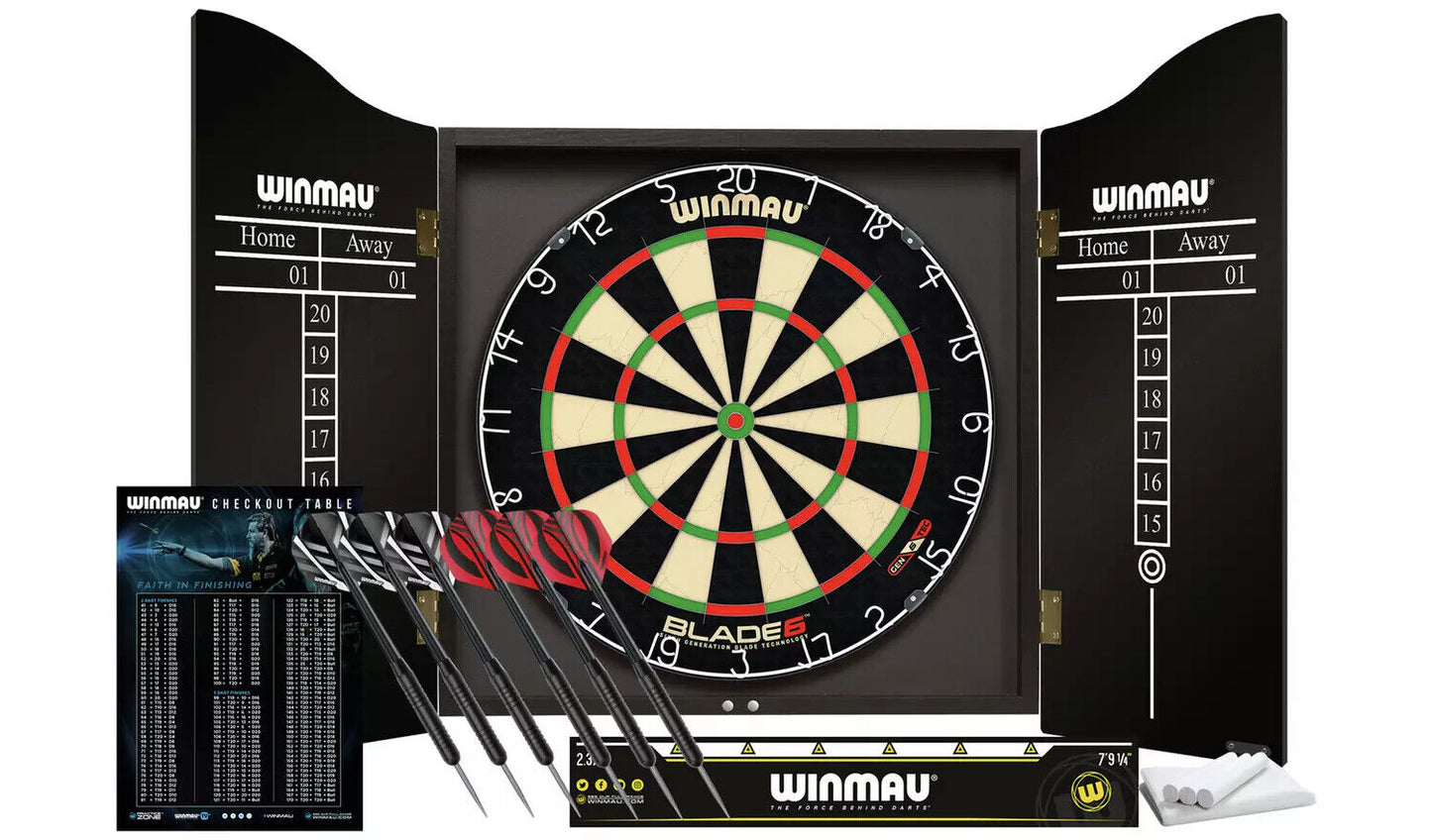 Winmau Blade 6 dartset met opbergkast – Zwart – 60×54×8 cm
