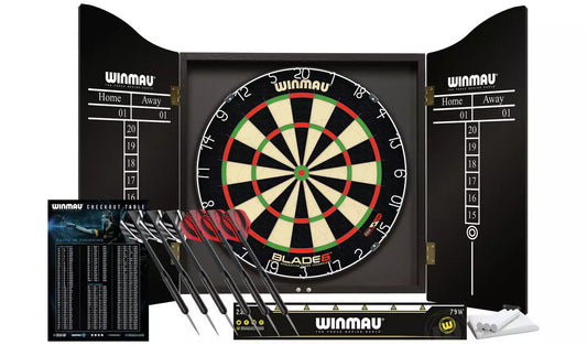 Winmau Blade 6 dartset met opbergkast – Zwart – 60×54×8 cm