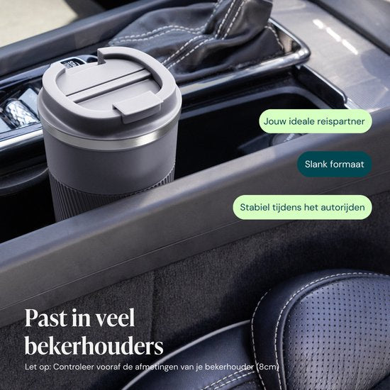 Castagnola Thermosbeker - Koffiebeker To Go - Travel Mug voor Koffie en Thee - Theebeker - 510 ML - RVS - Grijs