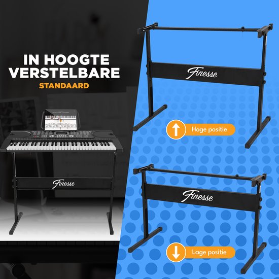 Finesse Keyboard Piano - Statief & Accessoires - 61 Keys - Digitale Piano - Elektrische Piano - Kind