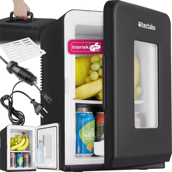 tectake® Mini-Autokoelkast - Draagbare minibar 14L - 2-in-1-functie: koelen en verwarmen - Ideale elektrische koeler voor dranken, medicijnen of make-up - Voor thuis of onderweg - ECO-modus