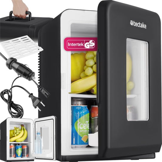 tectake® Mini-Autokoelkast - Draagbare minibar 14L - 2-in-1-functie: koelen en verwarmen - Ideale elektrische koeler voor dranken, medicijnen of make-up - Voor thuis of onderweg - ECO-modus