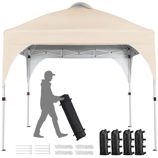 SOBERINE Pop-up Vouwpaviljoen 3 × 3 m met Wieltas, Zandzakken en Haringen Beige