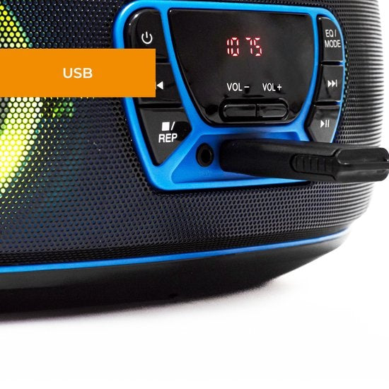Denver Draagbare Radio CD Speler Kinderen - Bluetooth - Lichteffecten - Boombox - AUX - FM - TCL212BT - Blauw