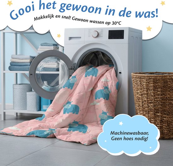 Ella Verzwaringsdeken Kind 3,2kg - OEKO-TEX Katoen Zwaartedeken 100 x 150cm - Weighted Blanket - Verzwaarde Deken Roze Nijlpaard
