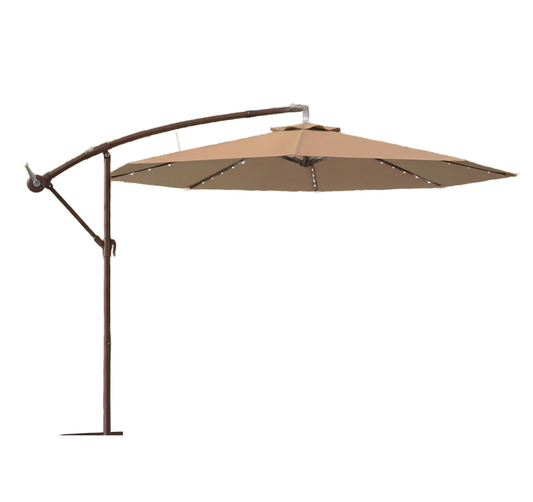 Coast Hangparasol op zonne-energie - 40 LED lampen - draaibaar en kantelbaar - bruin - 300 x 300 x 250 cm