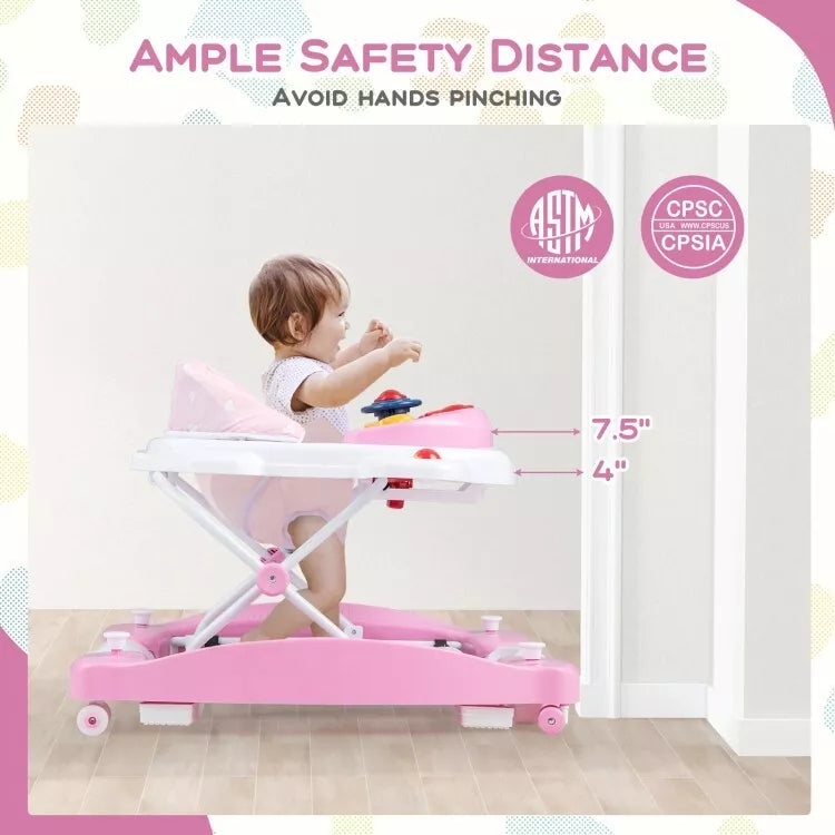 Coast Baby Loopwagen - Opvouwbaar - 6 x 1 - Verstelbaar hoogte -  71 x 61 x 50 cm - Roze