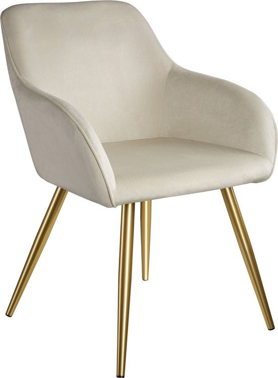tectake® - Stoel Marilyn fluweellook - creme/goud - 404623