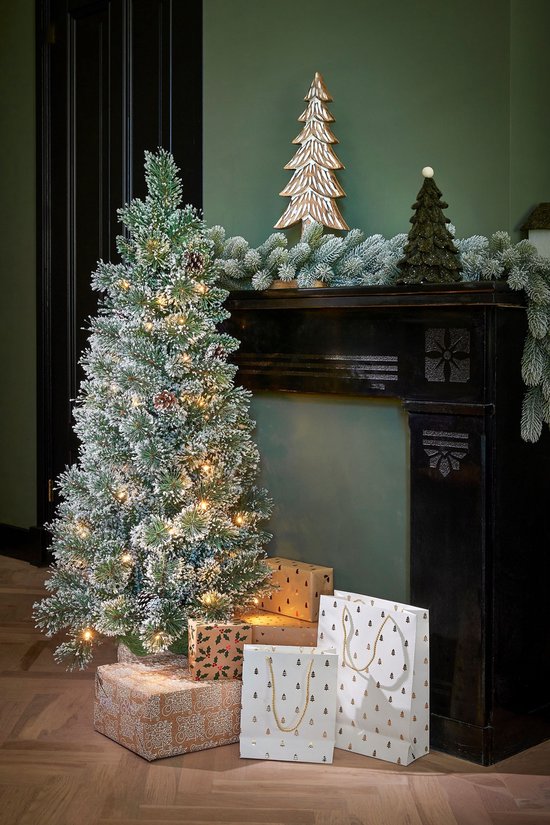 Black Box Trees Vandans Kunstkerstboom met Verlichting H120 x Ø60cm - Kunstboom met Kerstversiering - Kunst Kerstboom met Besneeuwde Takken - Groen