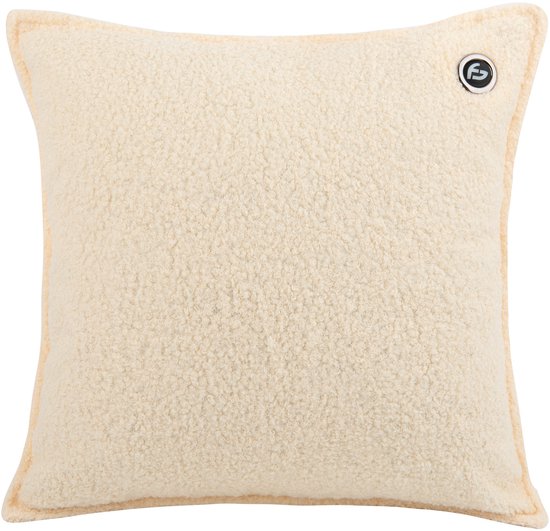 Warmtekussen – 3 warmtestanden – Warmtekussen Oplaadbaar – 10k mAh Powerbank – Draadloos – Warmte Kussen – 40 x 40 cm – Bouclé Off-white – Saaf Comfort