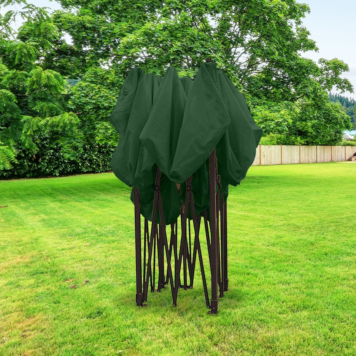 LifeGoods Partytent - Paviljoen - EasyUp - Opvouwbaar - Waterdicht - Met Draagtas met wieltjes - 300 x 300 cm - Donkergroen